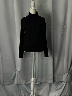 Athletic Works Women's S Black Track Jacket Full Zip Red White Stripes